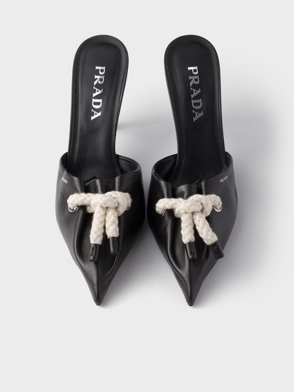 Prada Black Nappa Leather Rope Detail Sandals