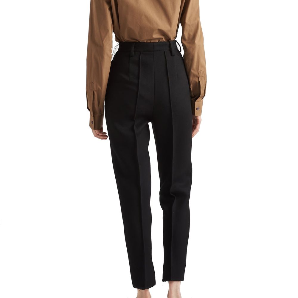 Prada Black Virgin Wool Casual Pants