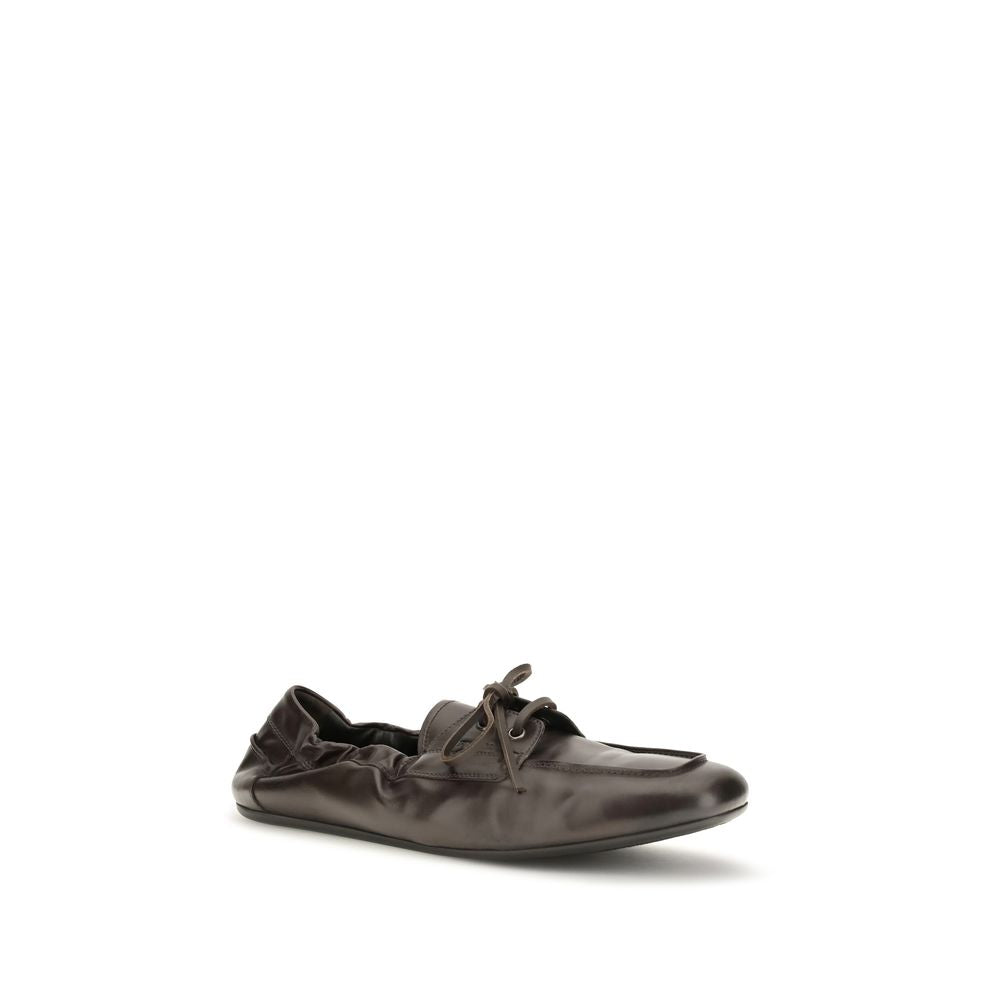 Prada Brown Calf Leather Bos Taurus Slip-On Loafers