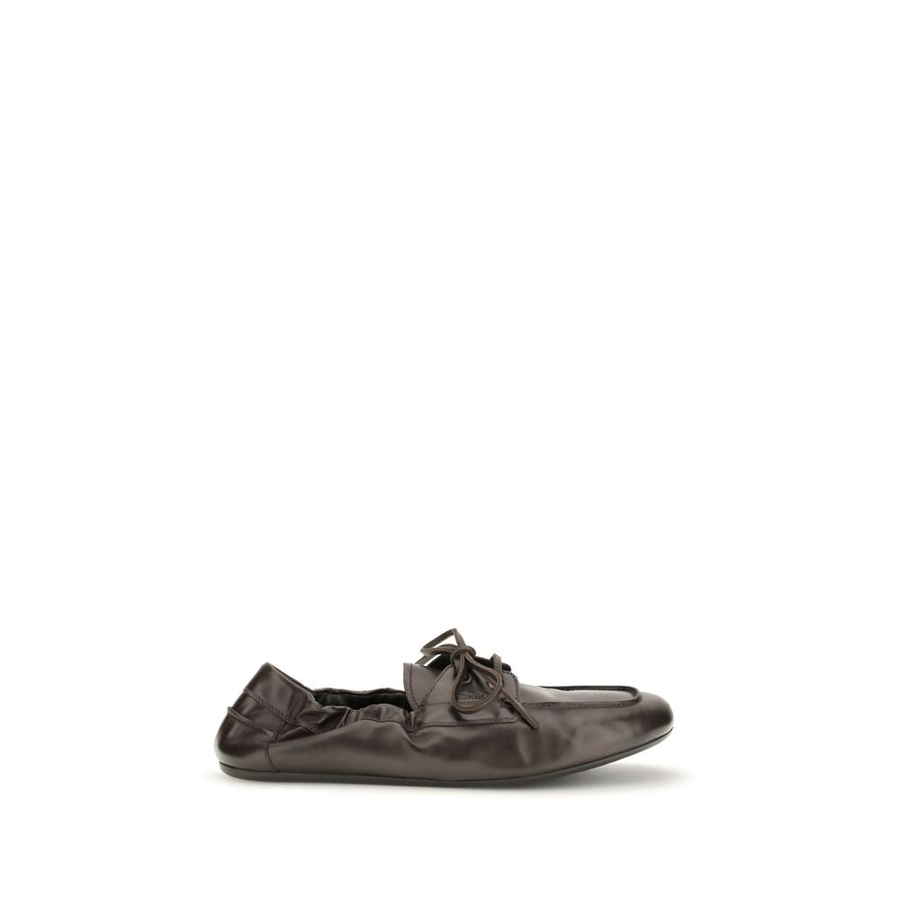 Prada Brown Calf Leather Bos Taurus Slip-On Loafers