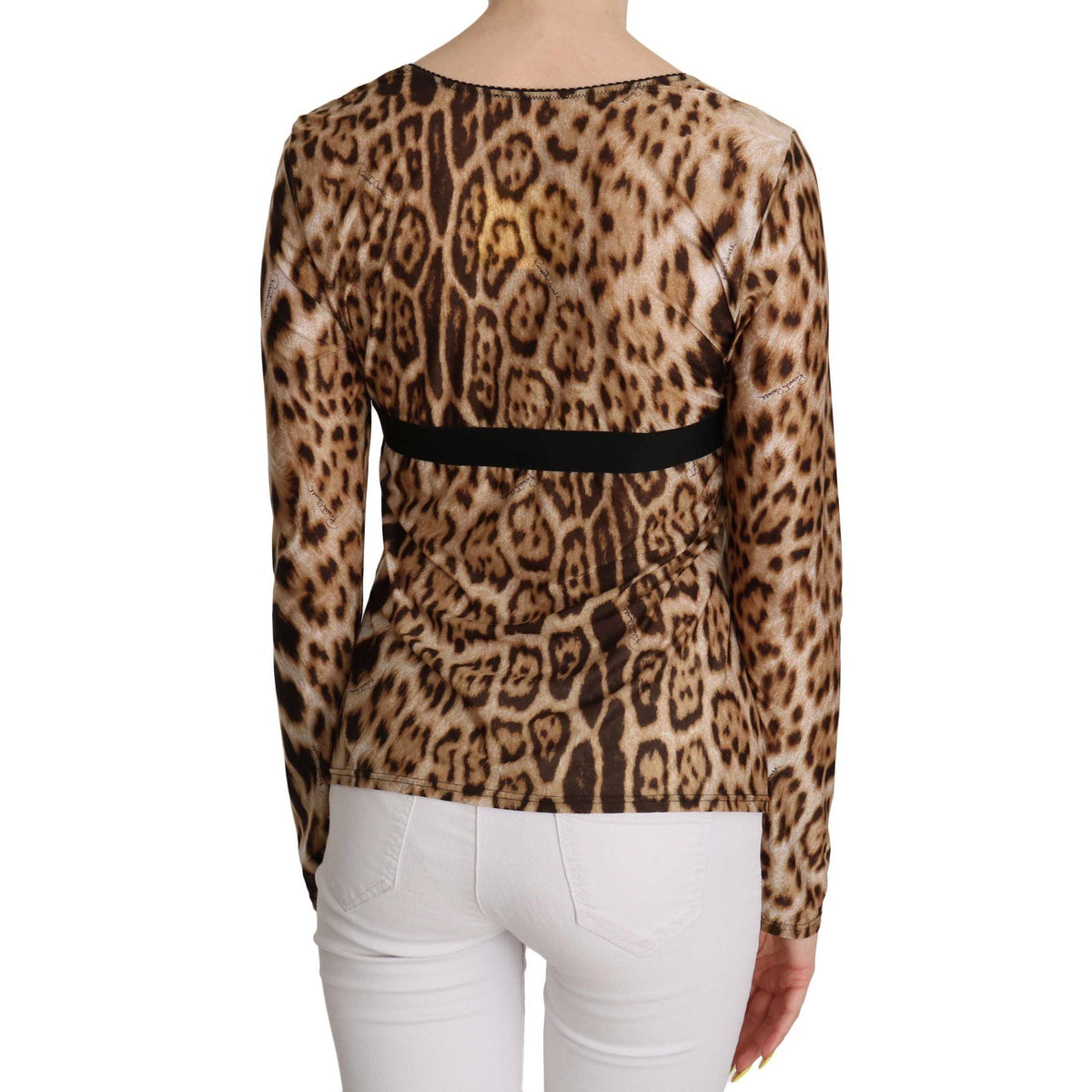 Roberto Cavalli Brown Leopard Women's Long-Sleeve Top