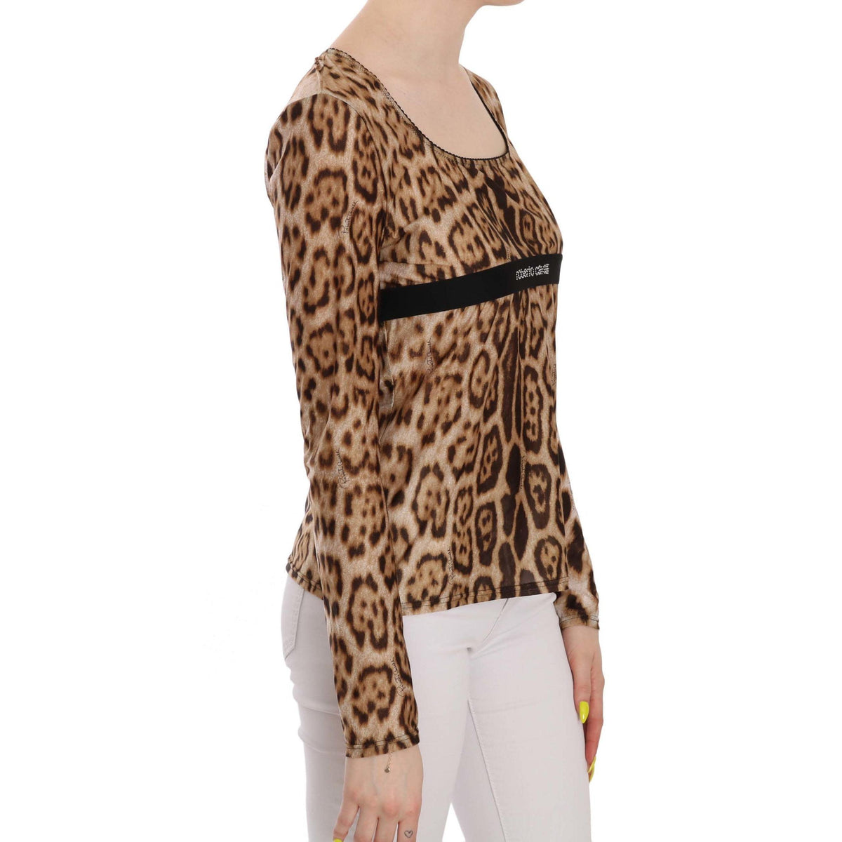 Roberto Cavalli Brown Leopard Women's Long-Sleeve Top