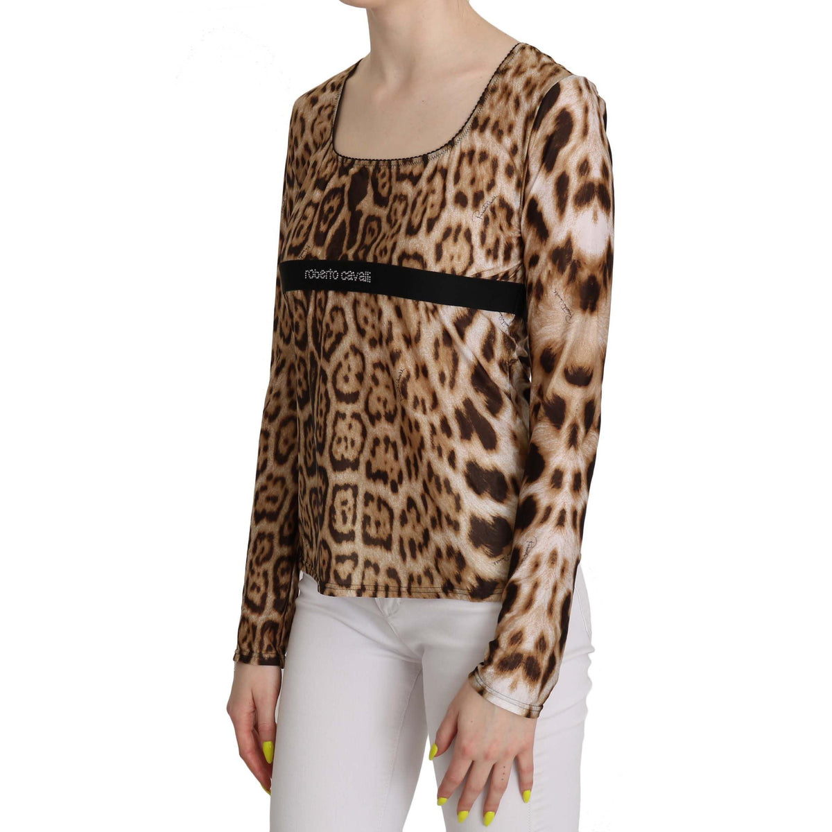 Roberto Cavalli Brown Leopard Women's Long-Sleeve Top