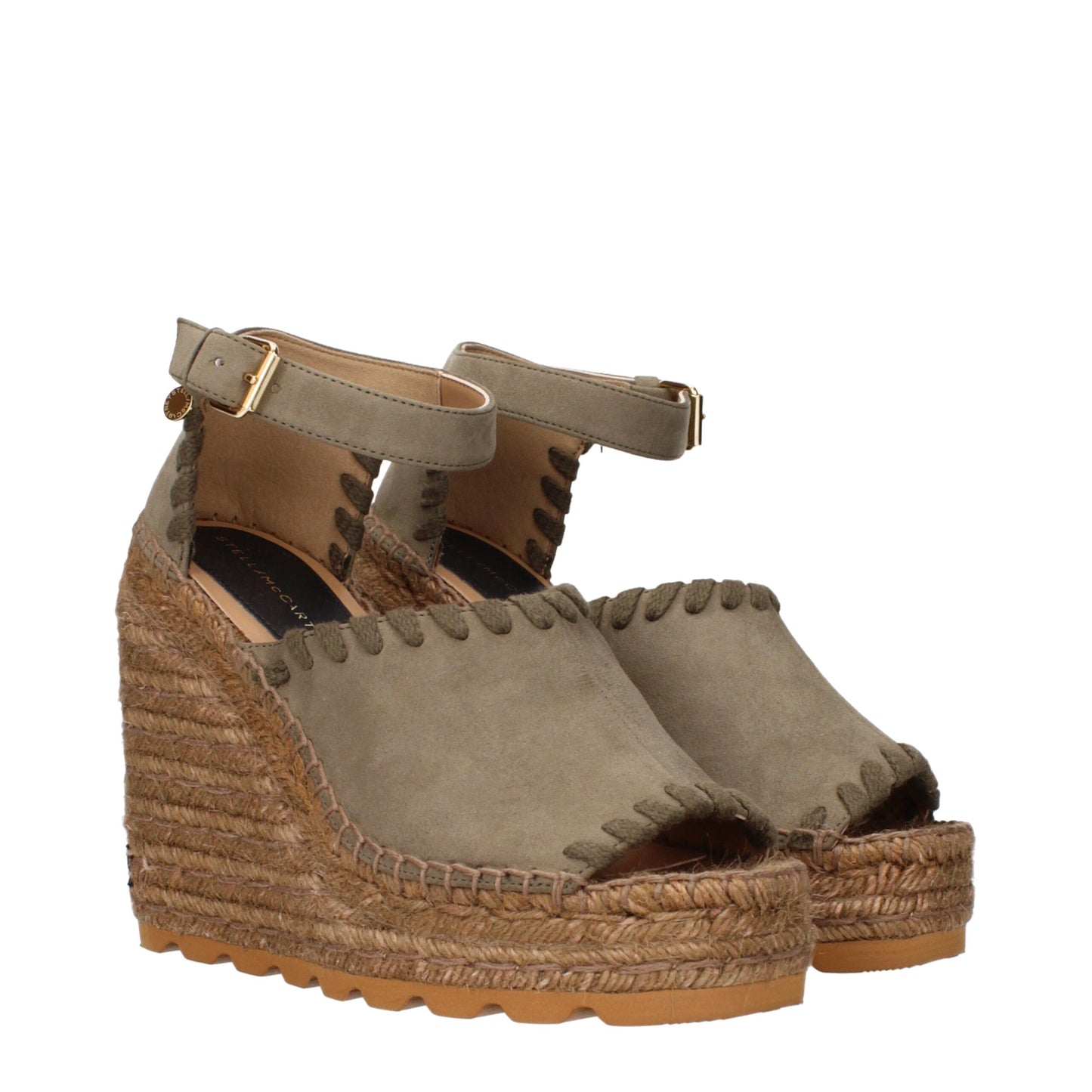 Stella McCartney Green Leather Wedges Sandals