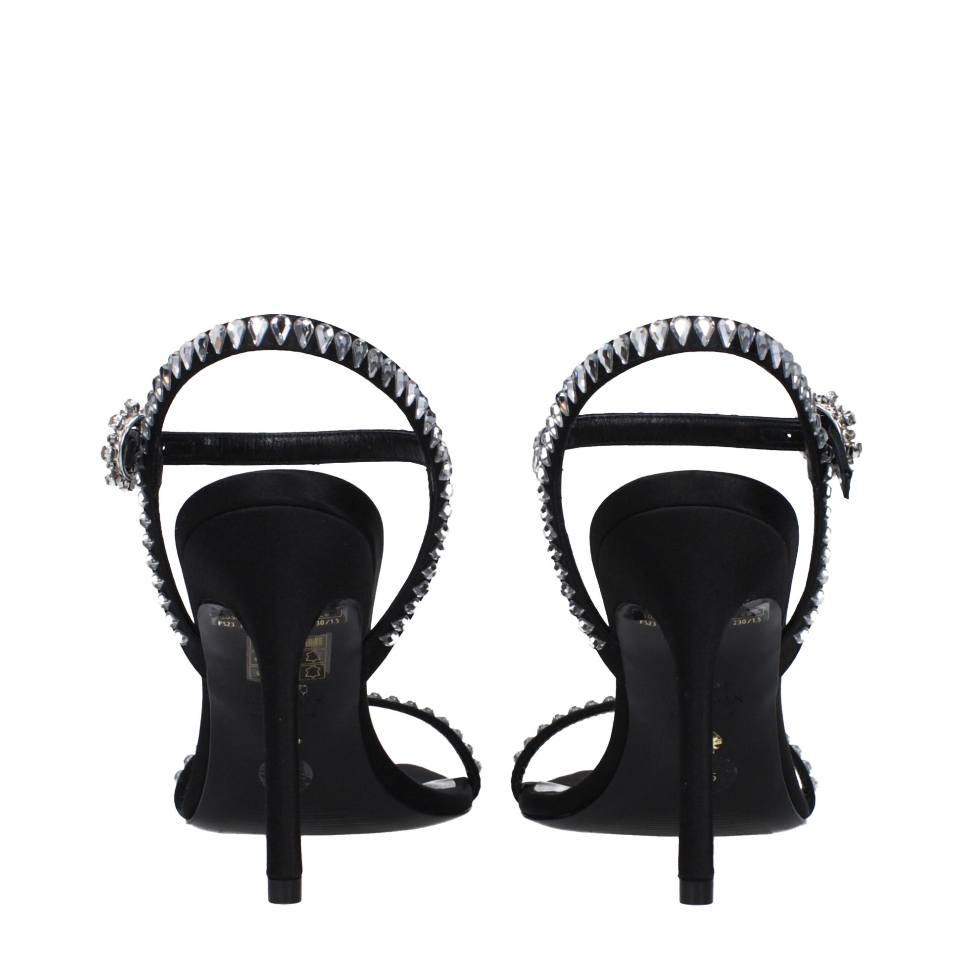 Stuart Weitzman Black Satin Stiletto Heels Sandals