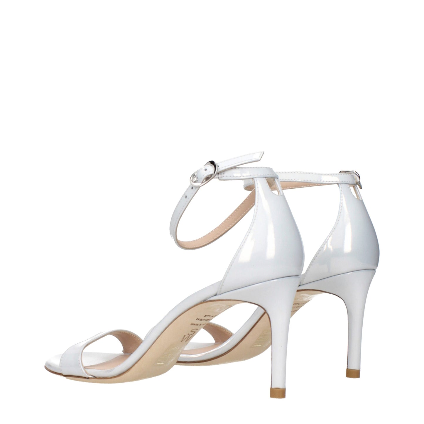 Stuart Weitzman White Leather Stiletto Heels Sandals