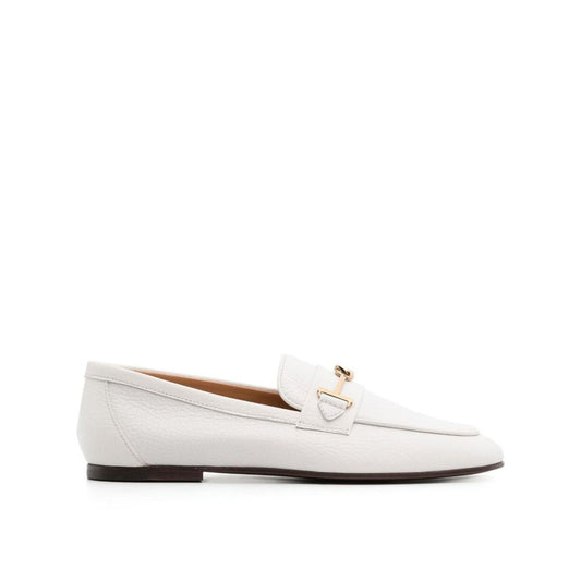 Tod's White Calfskin Slip-On Loafers