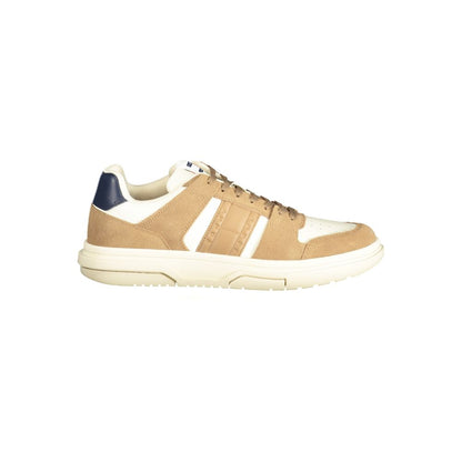 Tommy Hilfiger Beige Leather Men Sneakers