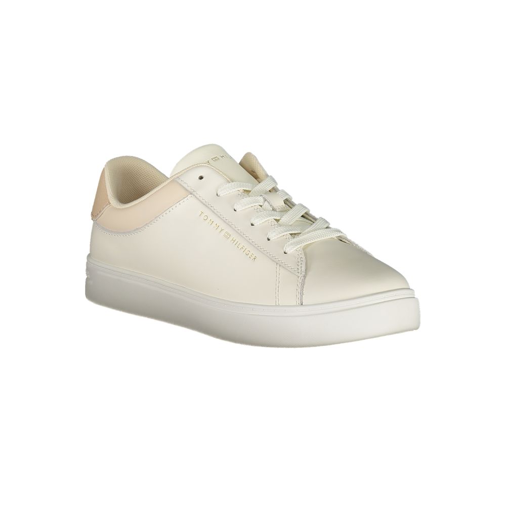 Tommy Hilfiger Beige Leather Women Sneakers