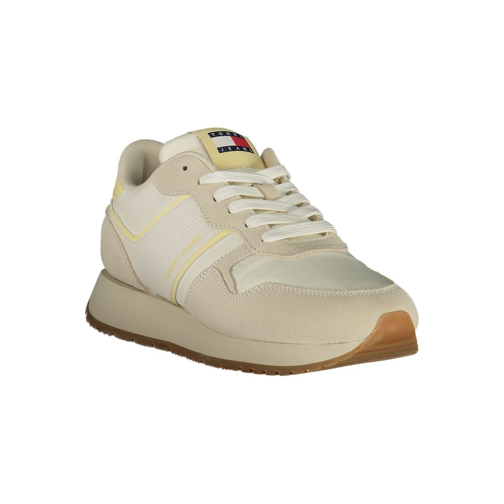 Tommy Hilfiger Beige Leather Women Sneakers