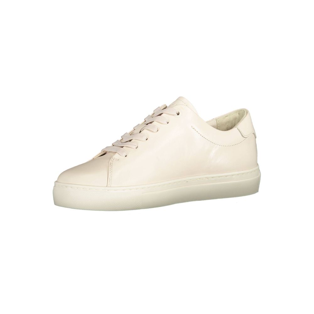 Tommy Hilfiger Beige Leather Women Sneakers