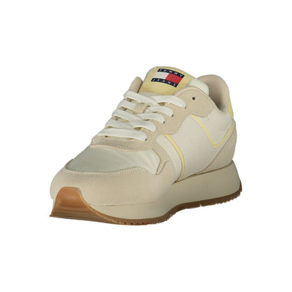 Tommy Hilfiger Beige Leather Women Sneakers
