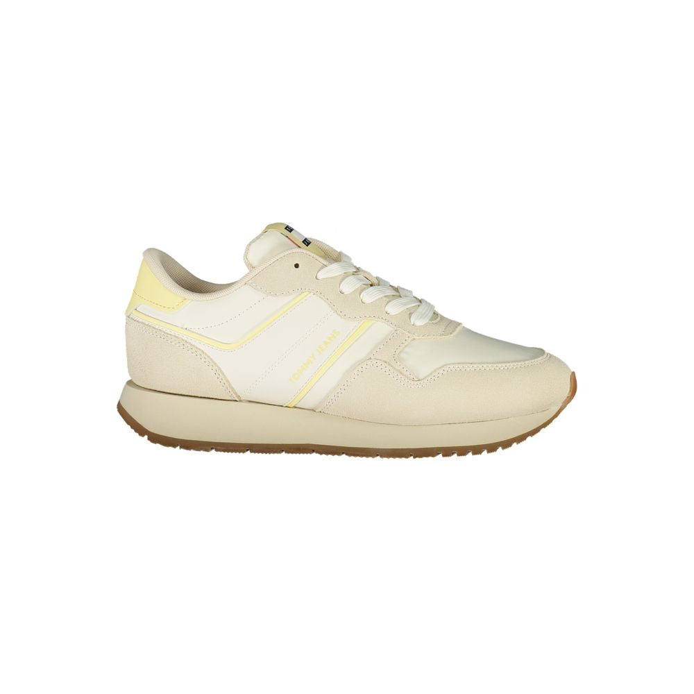 Tommy Hilfiger Beige Leather Women Sneakers