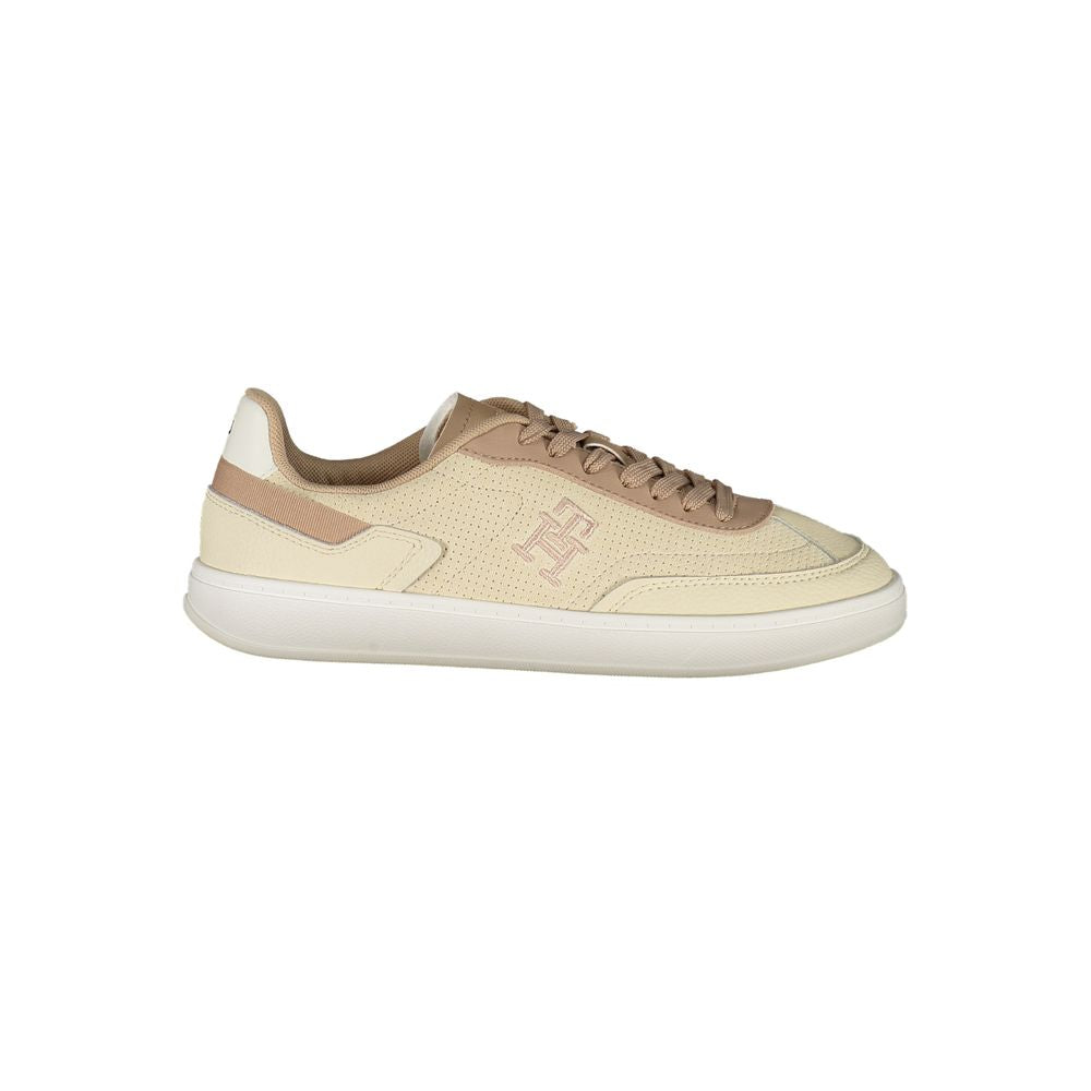 Tommy Hilfiger Beige Leather Women Sneakers
