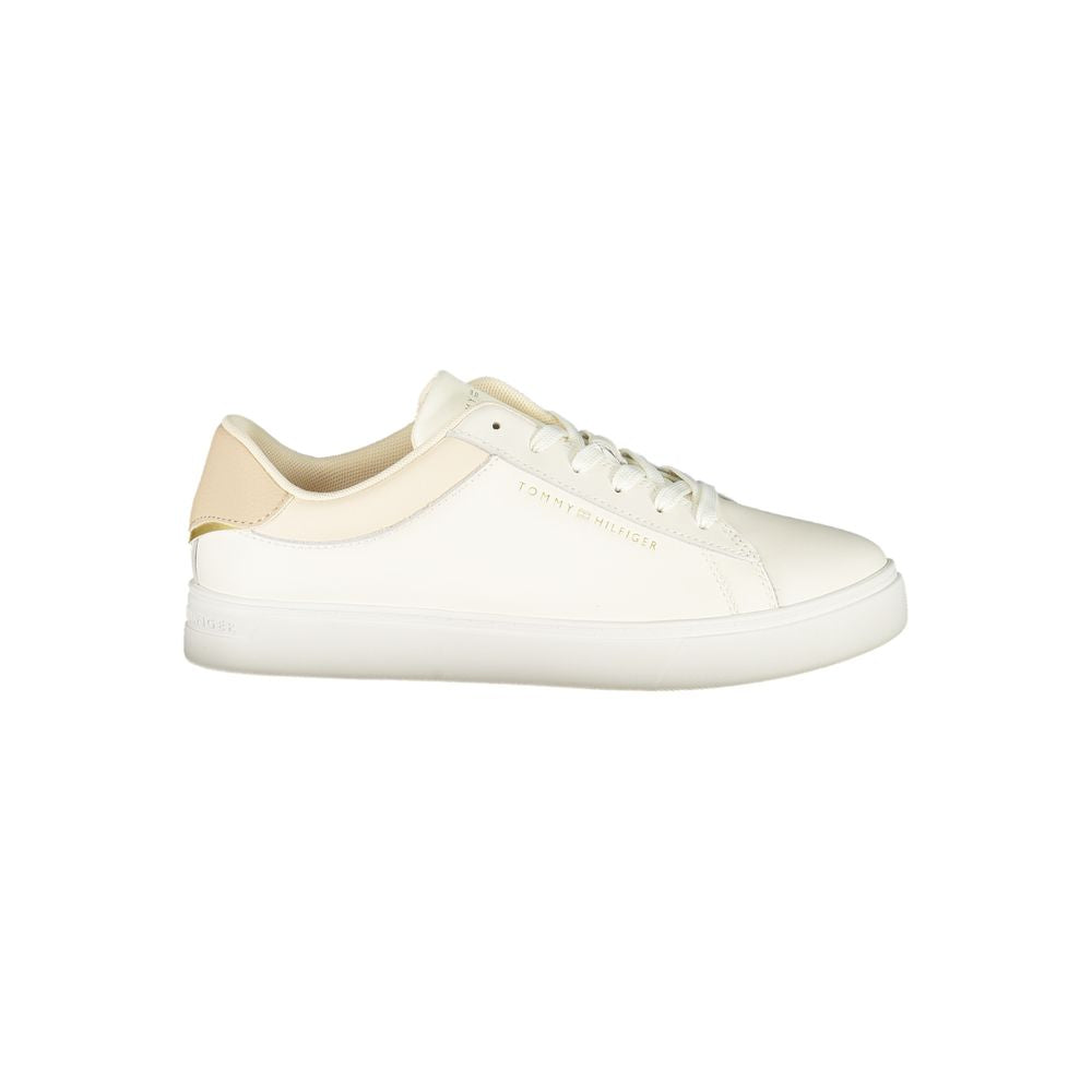 Tommy Hilfiger Beige Leather Women Sneakers