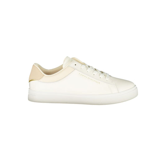 Tommy Hilfiger Beige Leather Women Sneakers