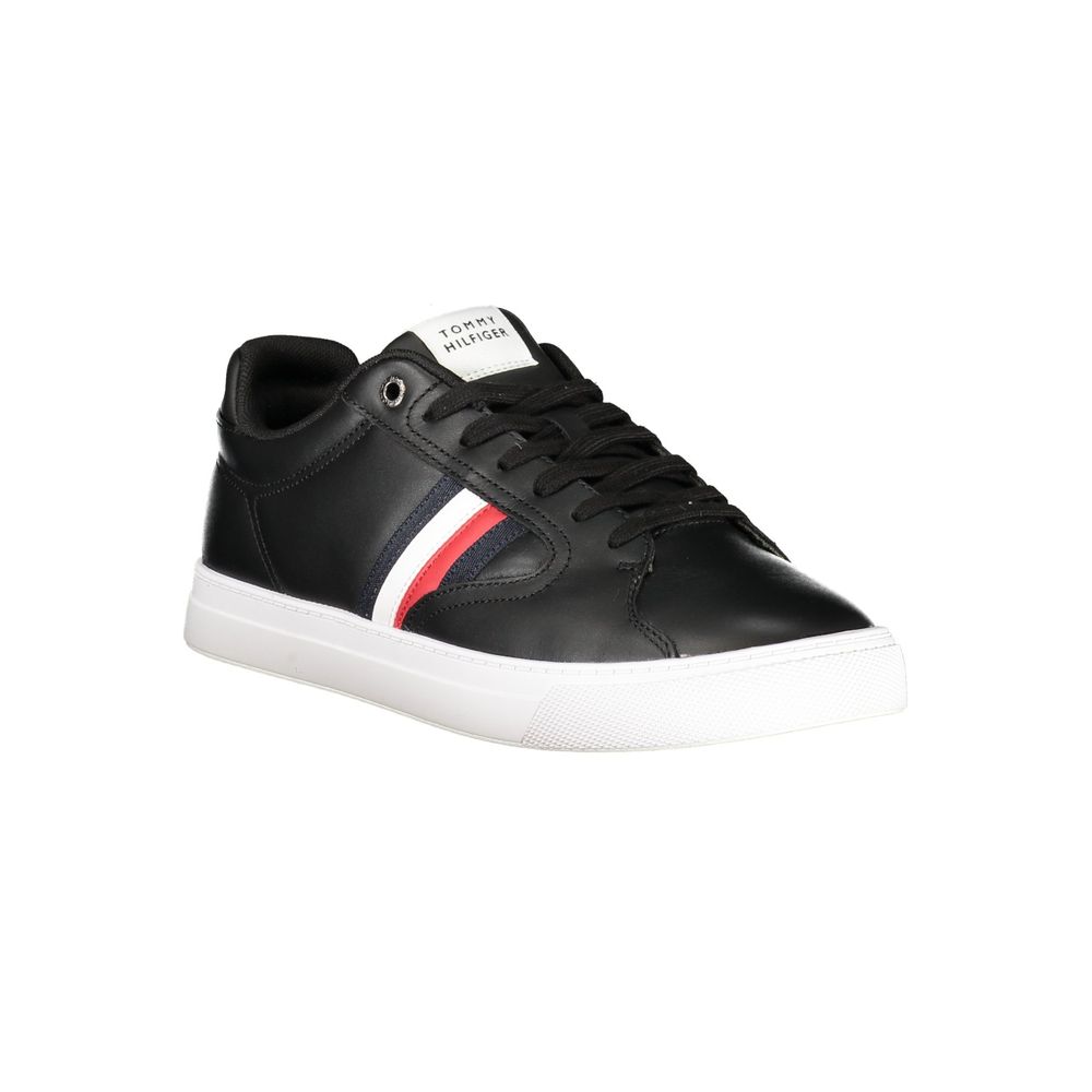 Tommy Hilfiger Black Leather Men Sneakers