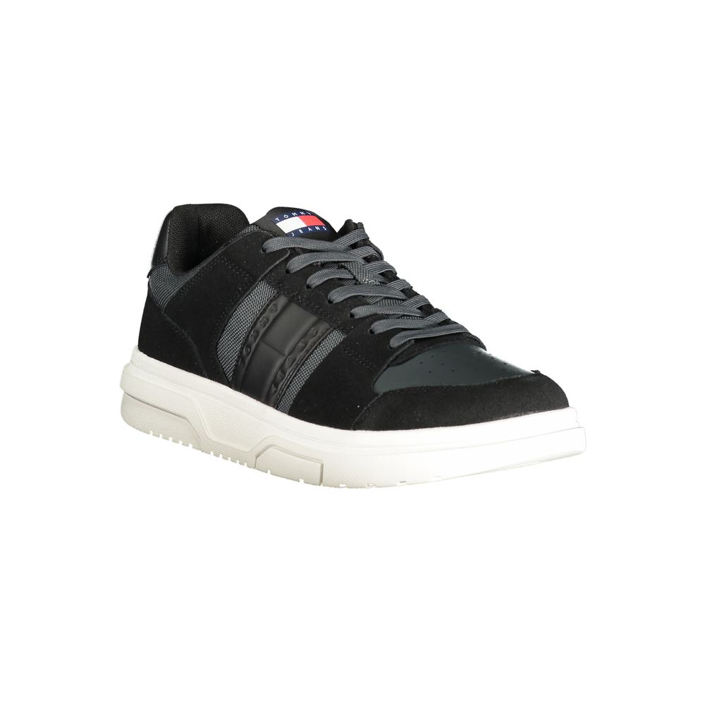 Tommy Hilfiger Black Leather Men Sneakers