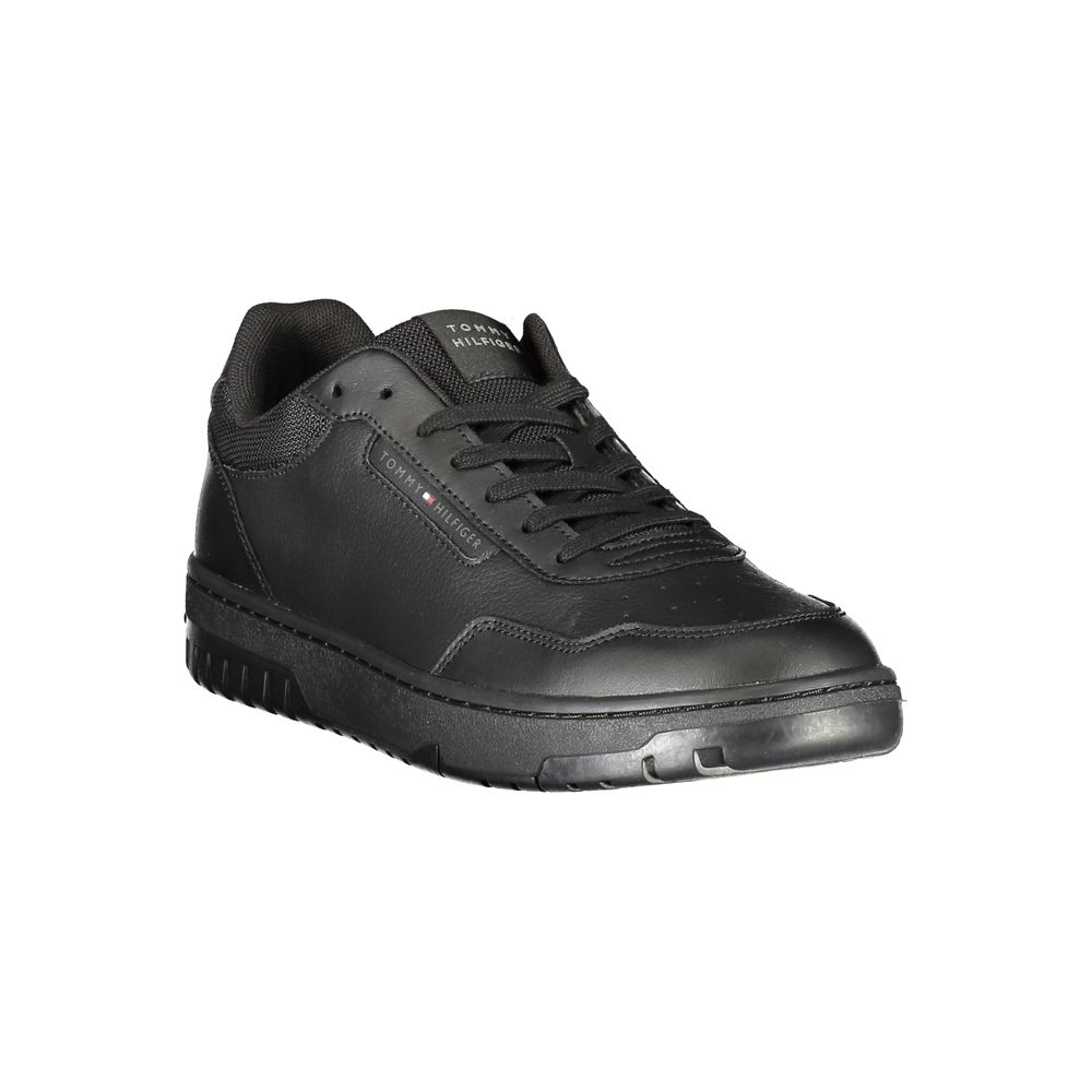 Tommy Hilfiger Black Leather Men Sneakers