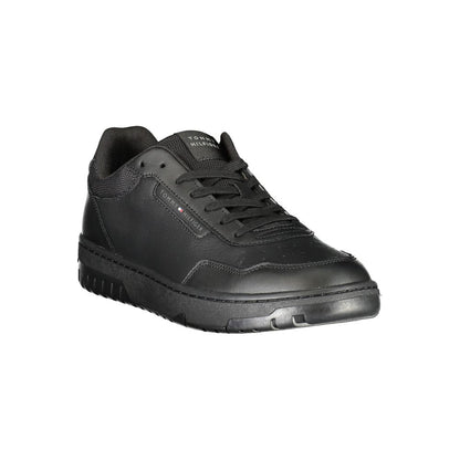 Tommy Hilfiger Black Leather Men Sneakers