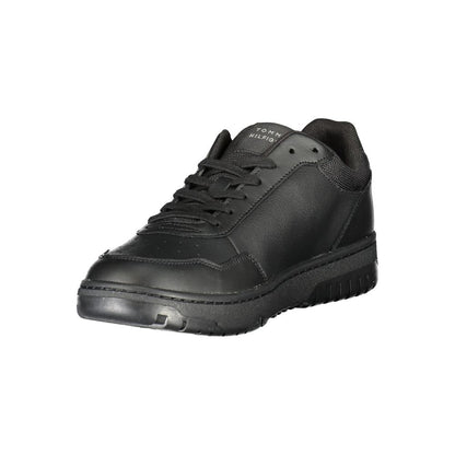 Tommy Hilfiger Black Leather Men Sneakers
