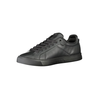 Tommy Hilfiger Black Leather Men Sneakers