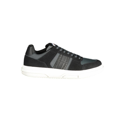 Tommy Hilfiger Black Leather Men Sneakers
