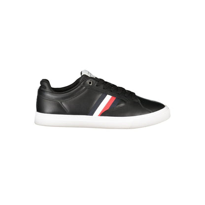Tommy Hilfiger Black Leather Men Sneakers