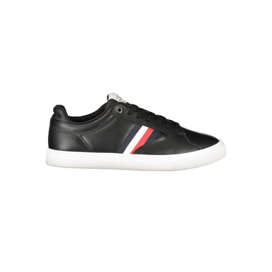 Tommy Hilfiger Black Leather Men Sneakers