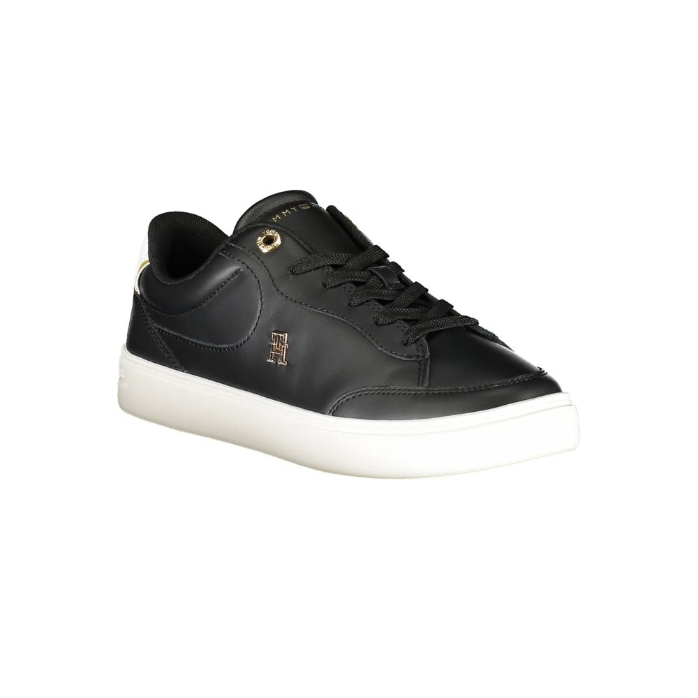 Tommy Hilfiger Black Leather Women Sneakers