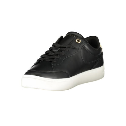 Tommy Hilfiger Black Leather Women Sneakers