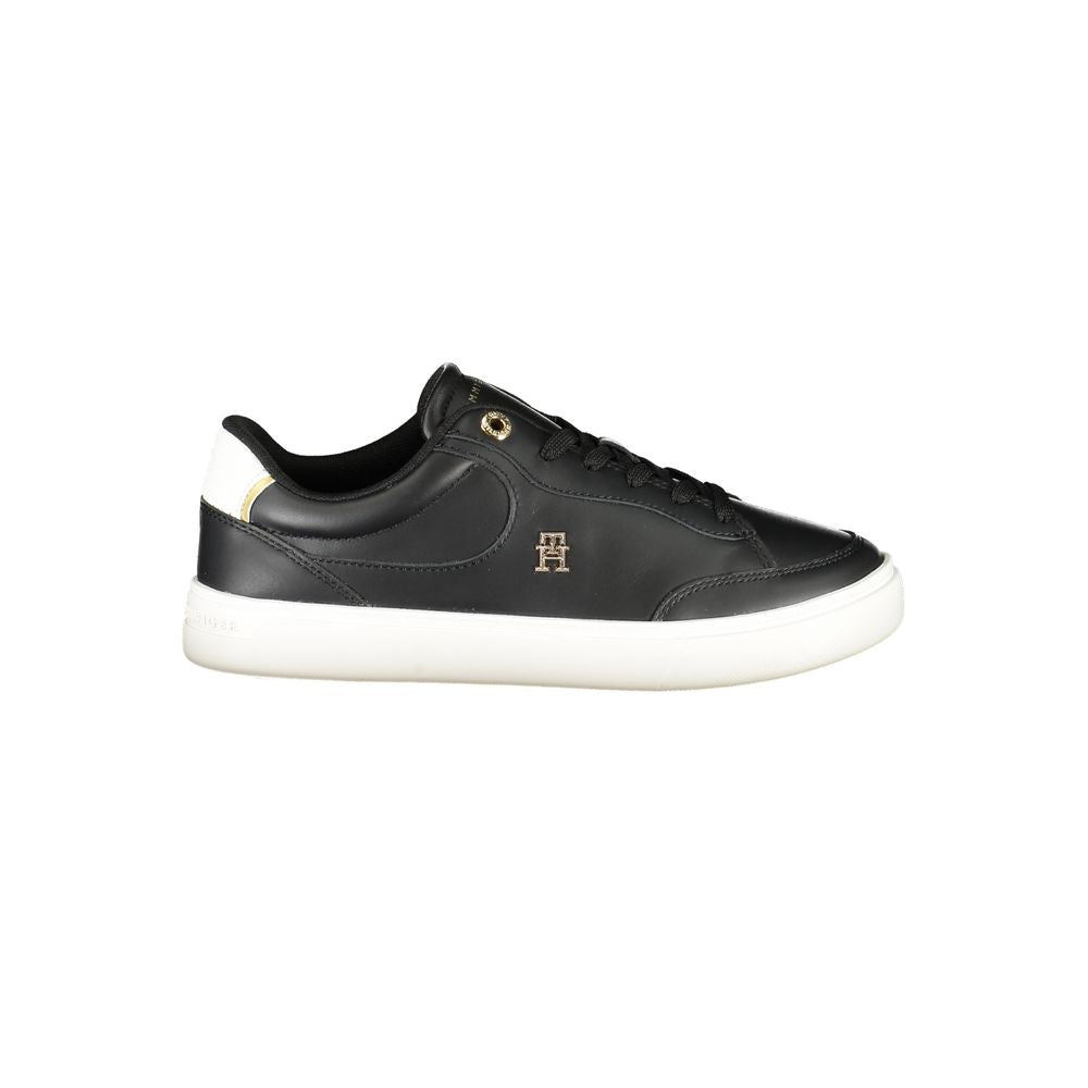 Tommy Hilfiger Black Leather Women Sneakers