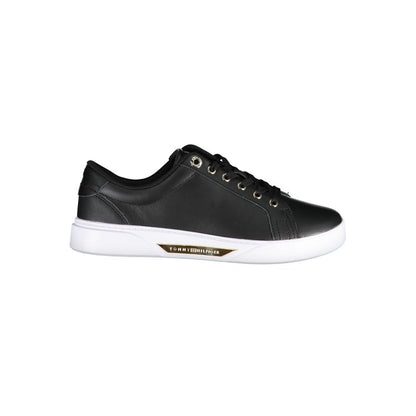 Tommy Hilfiger Black Leather Women Sneakers
