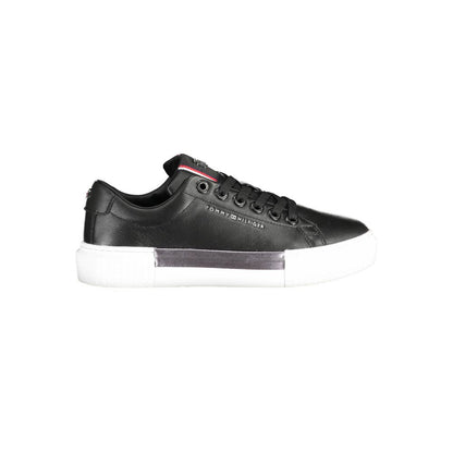 Tommy Hilfiger Black Leather Women Sneakers