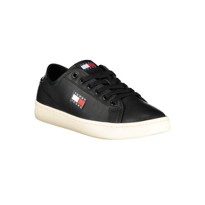 Tommy Hilfiger Black Leather Women's Sneakers