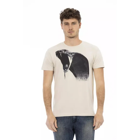 Trussardi Action Beige Cotton Men T-Shirt
