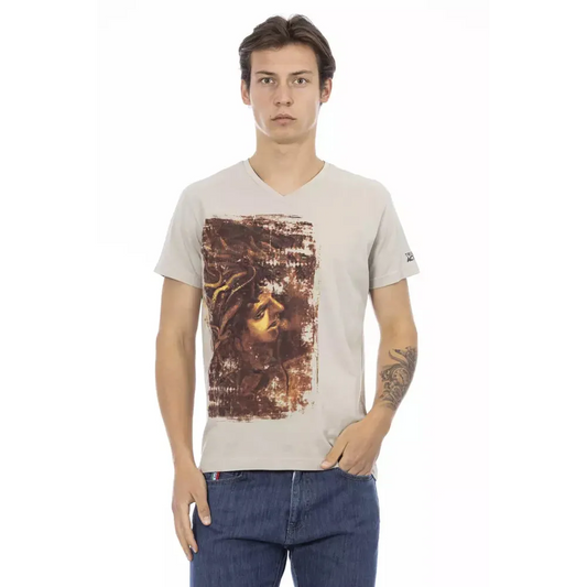 Trussardi Action Beige Cotton Men T-Shirt