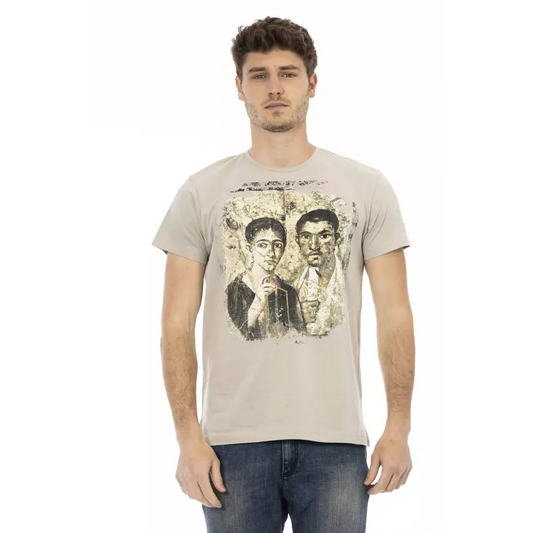 Trussardi Action Beige Cotton Men T-Shirt