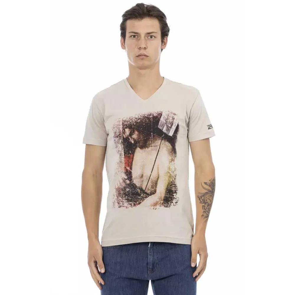 Trussardi Action Beige Cotton Men T-Shirt