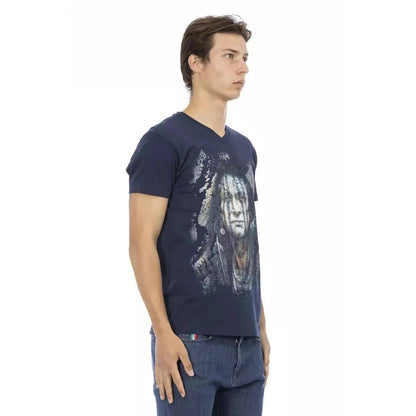 Trussardi Action Blue Cotton Men's V-Neck T-Shirt