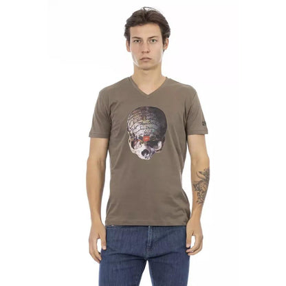 Trussardi Action Brown Cotton Men's V-Neck T-Shirt