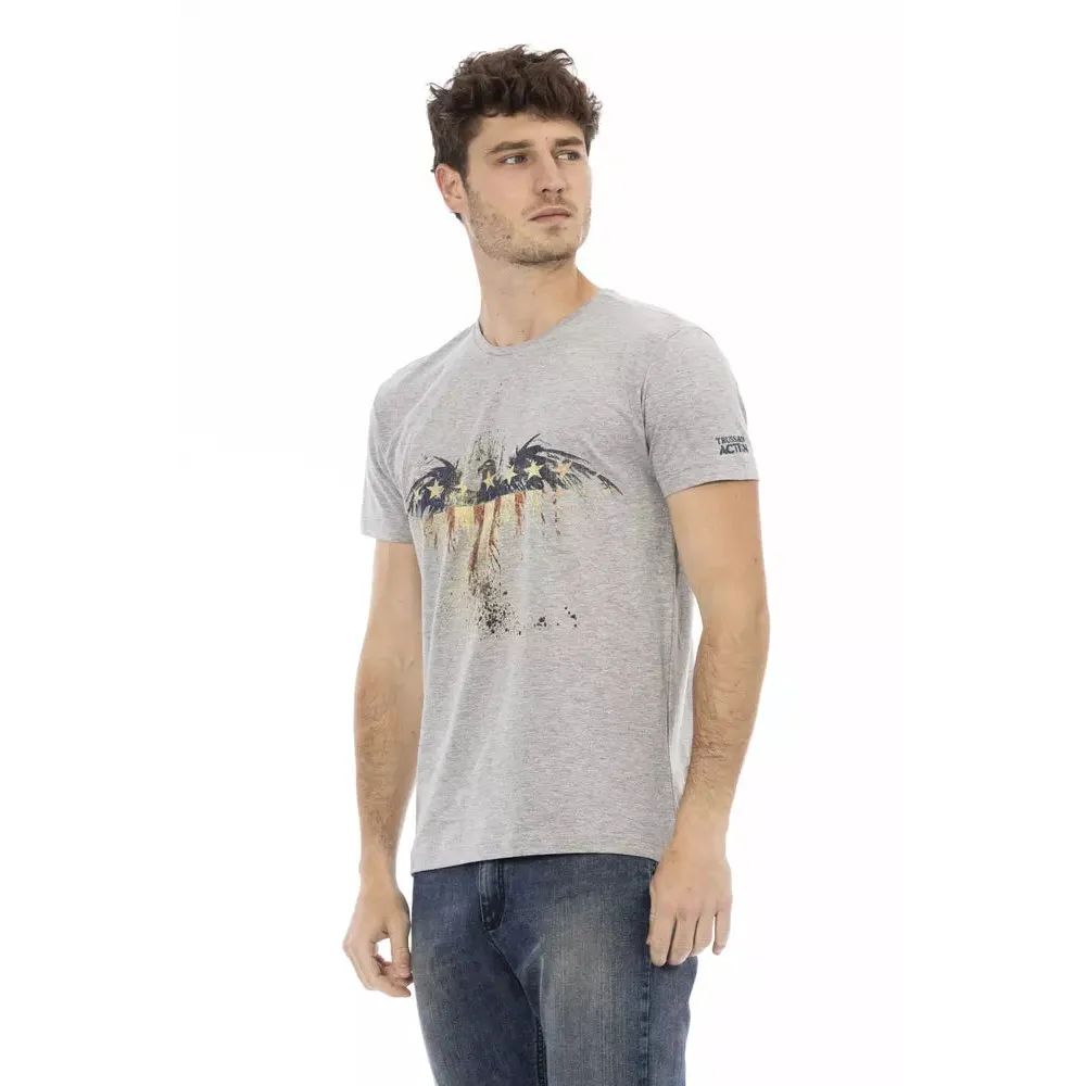 Trussardi Action Gray Cotton Men T-Shirt