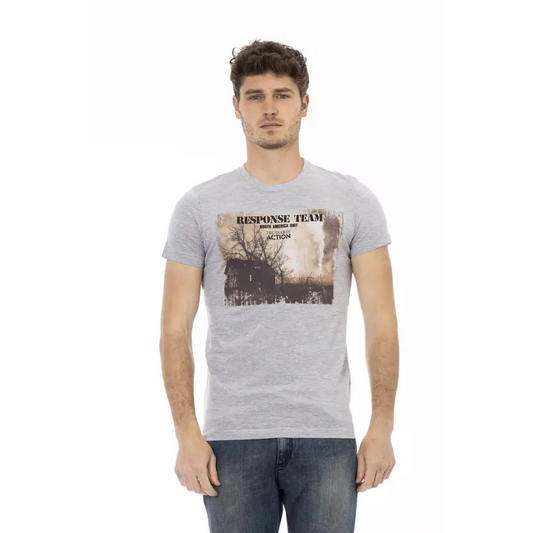 Trussardi Action Gray Cotton Men T-Shirt