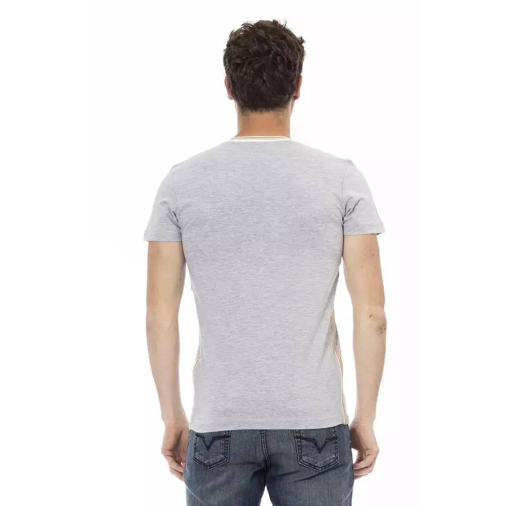 Trussardi Action Gray Cotton Men's V-Neck T-Shirt