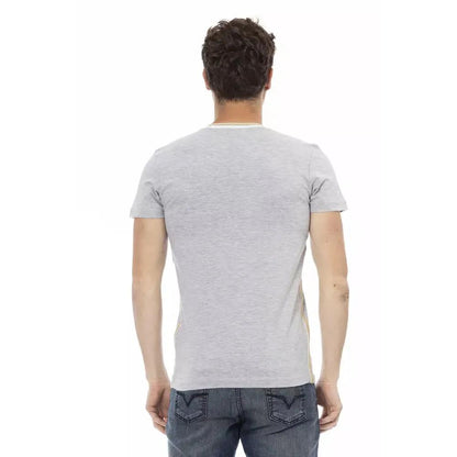Trussardi Action Gray Cotton Men's V-Neck T-Shirt