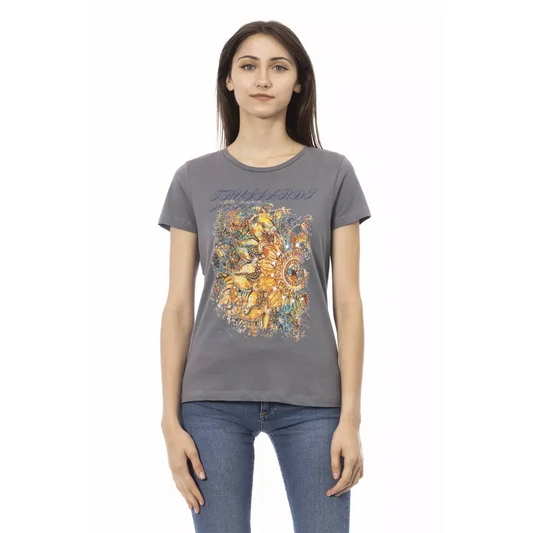 Trussardi Action Gray Cotton Women T-Shirt
