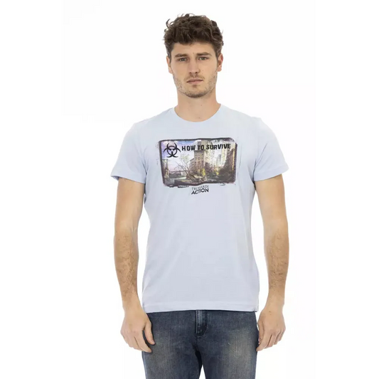 Trussardi Action Light Blue Cotton Men T-Shirt