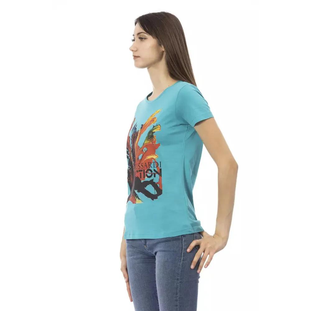 Trussardi Action Light Blue Cotton Women T-Shirt