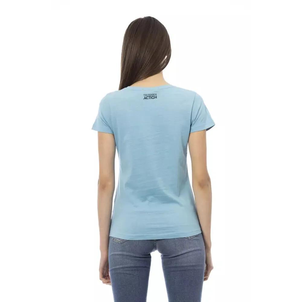 Trussardi Action Light Blue Cotton Women T-Shirt