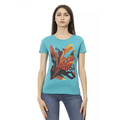 Trussardi Action Light Blue Cotton Women T-Shirt